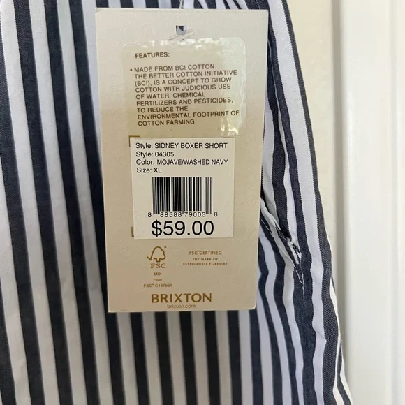 Brixton Black and White Striped Shorts - Picture 6 of 6